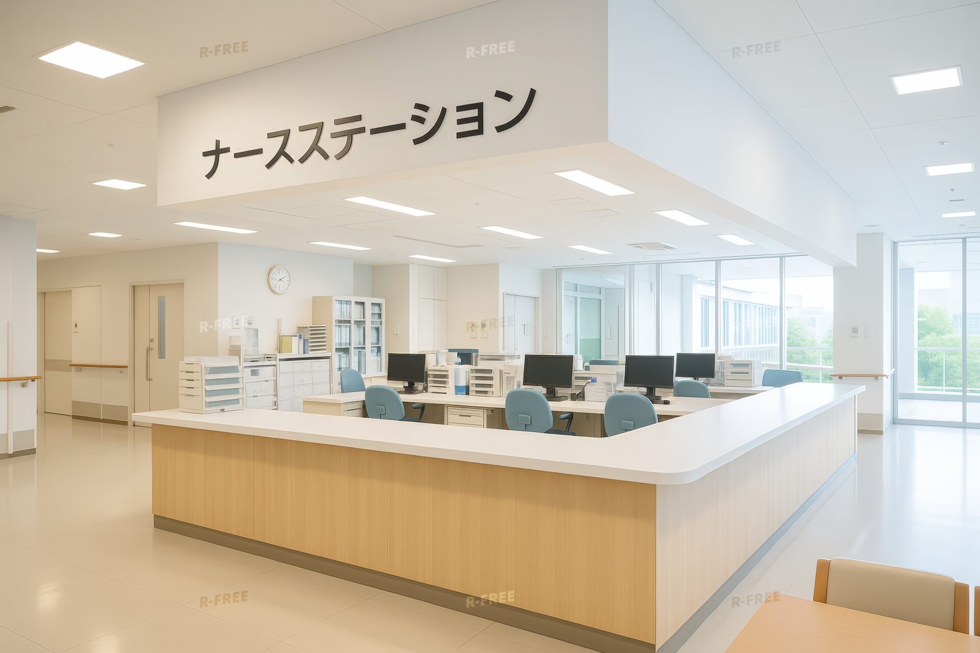 明るく清潔感のあるナースステーション