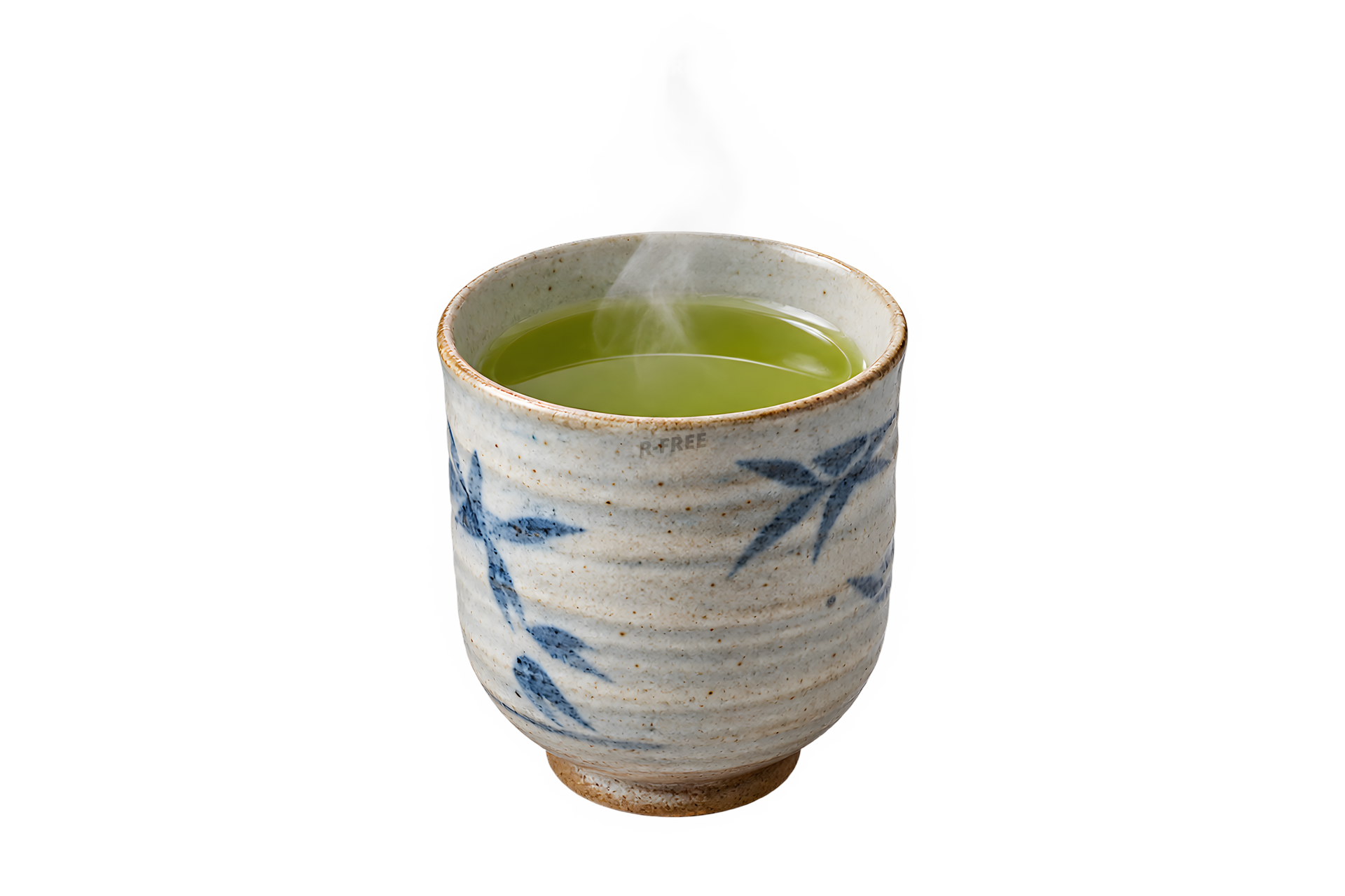 湯のみに注いだ緑茶（背景透過）