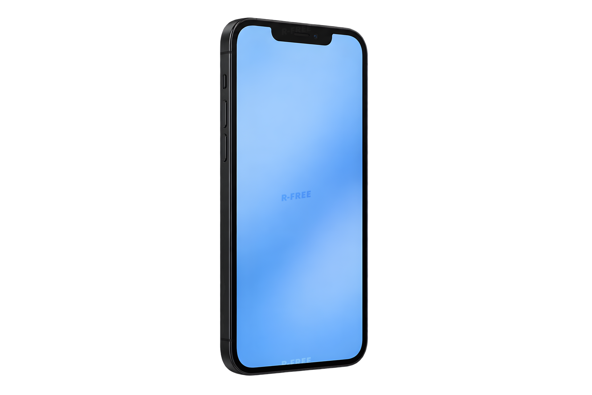 画面が青いグラデーションのスマートフォン（背景透過）