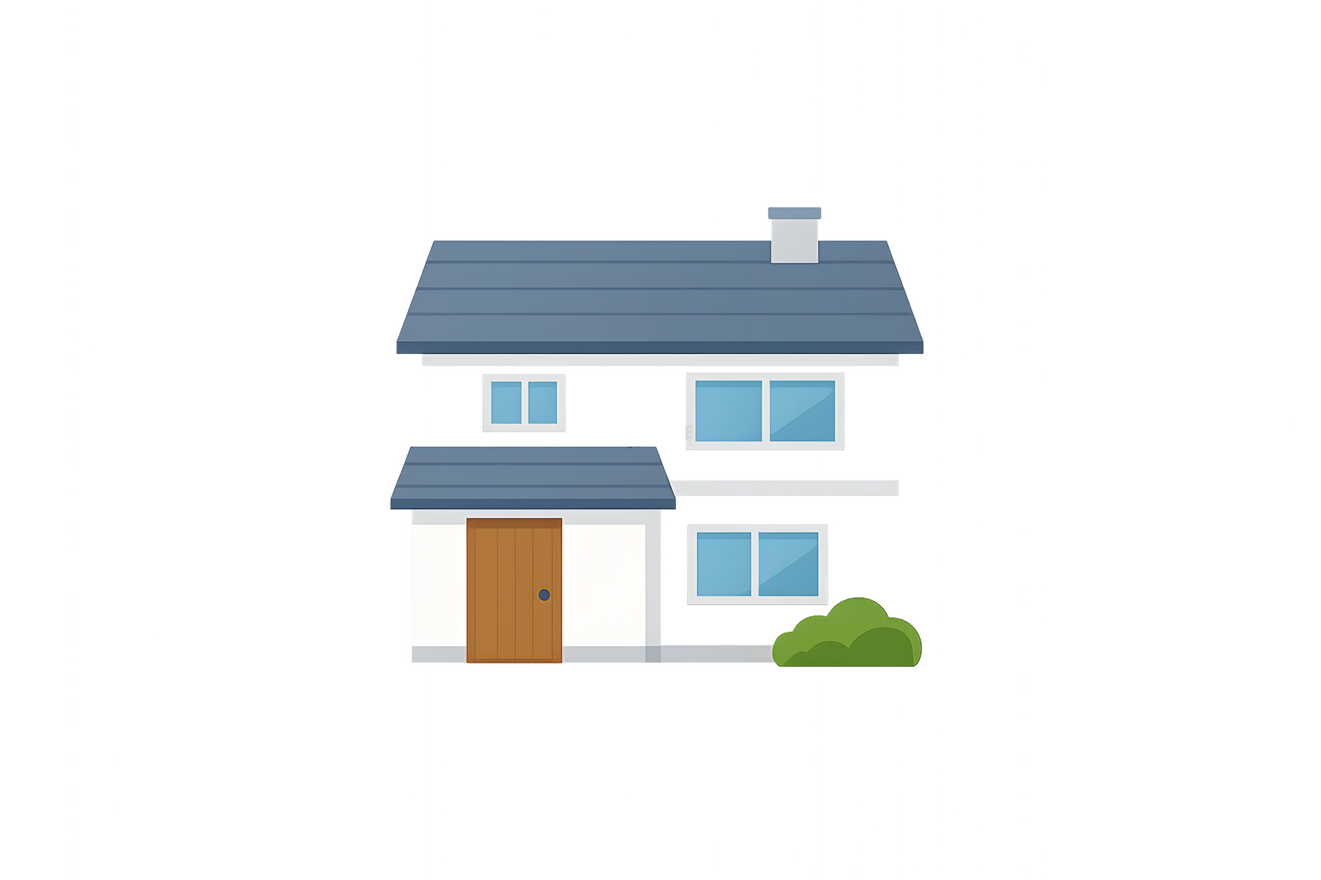 二階建ての一軒家のイラスト（背景透過）