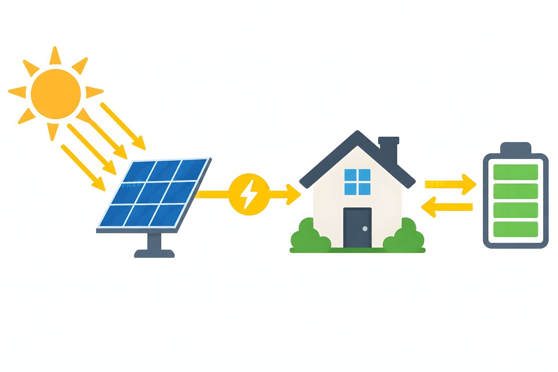 太陽光発電のしくみを表す図解
