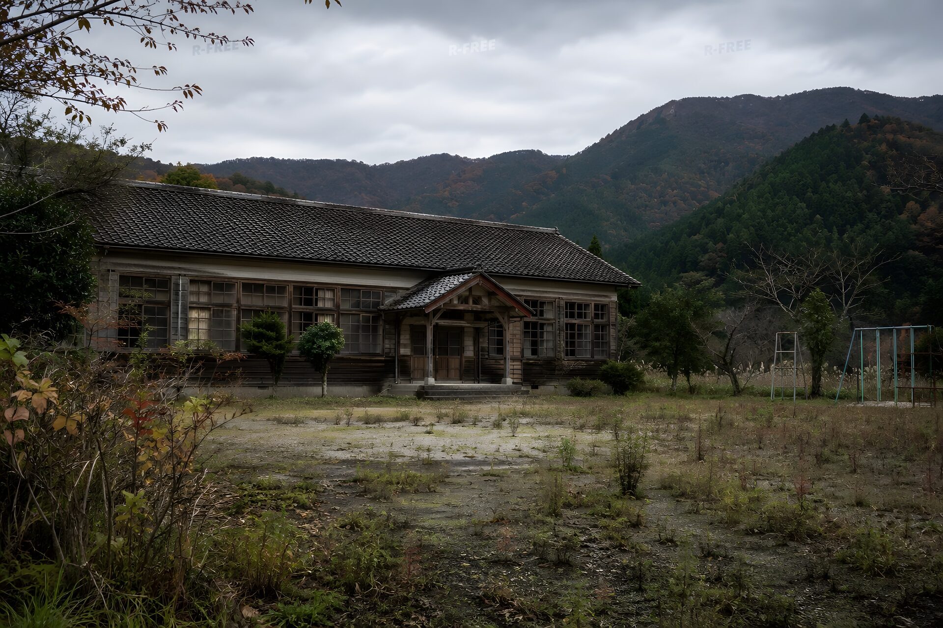 廃校になった田舎の木造校舎