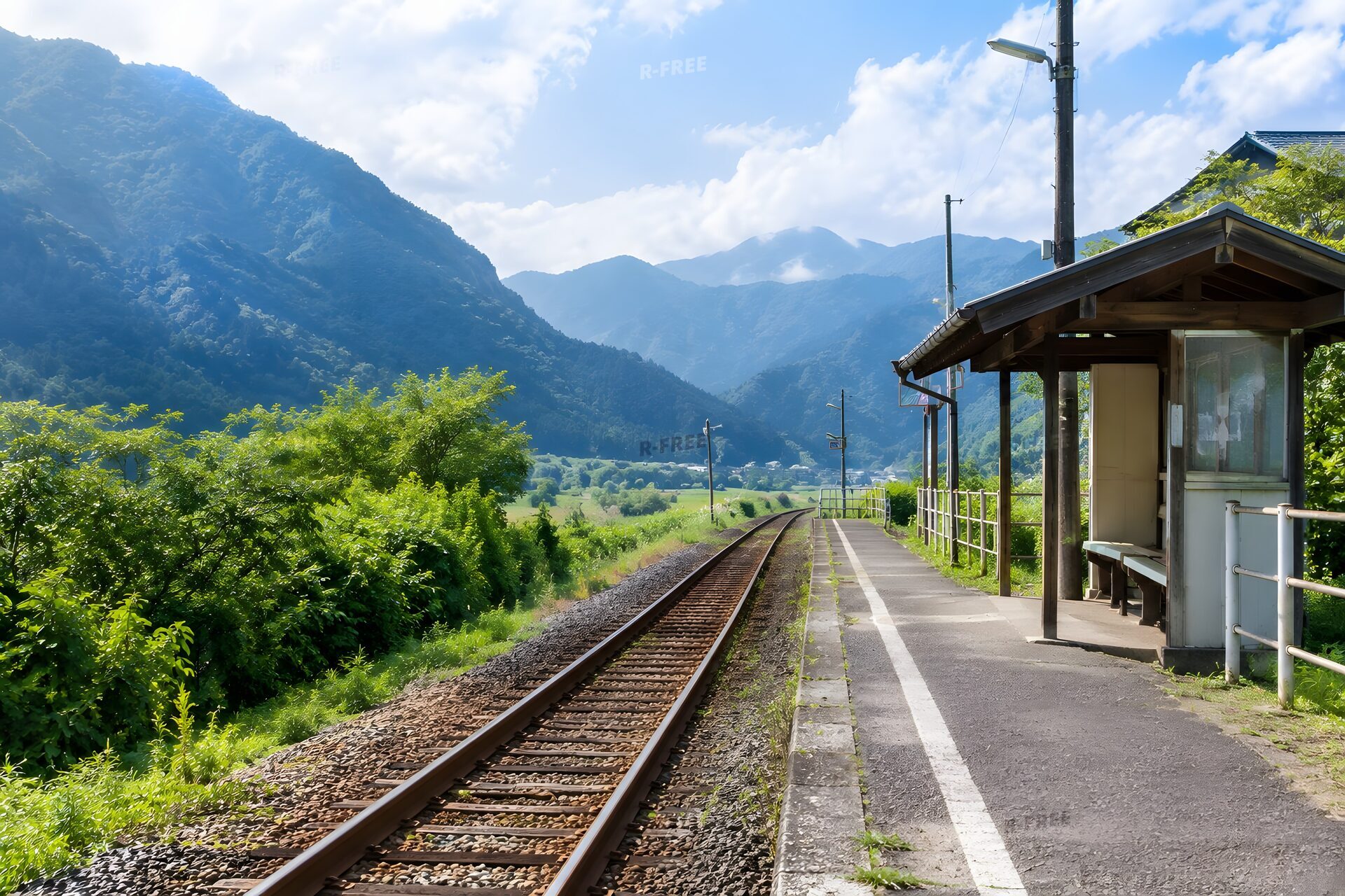 山あいの無人駅