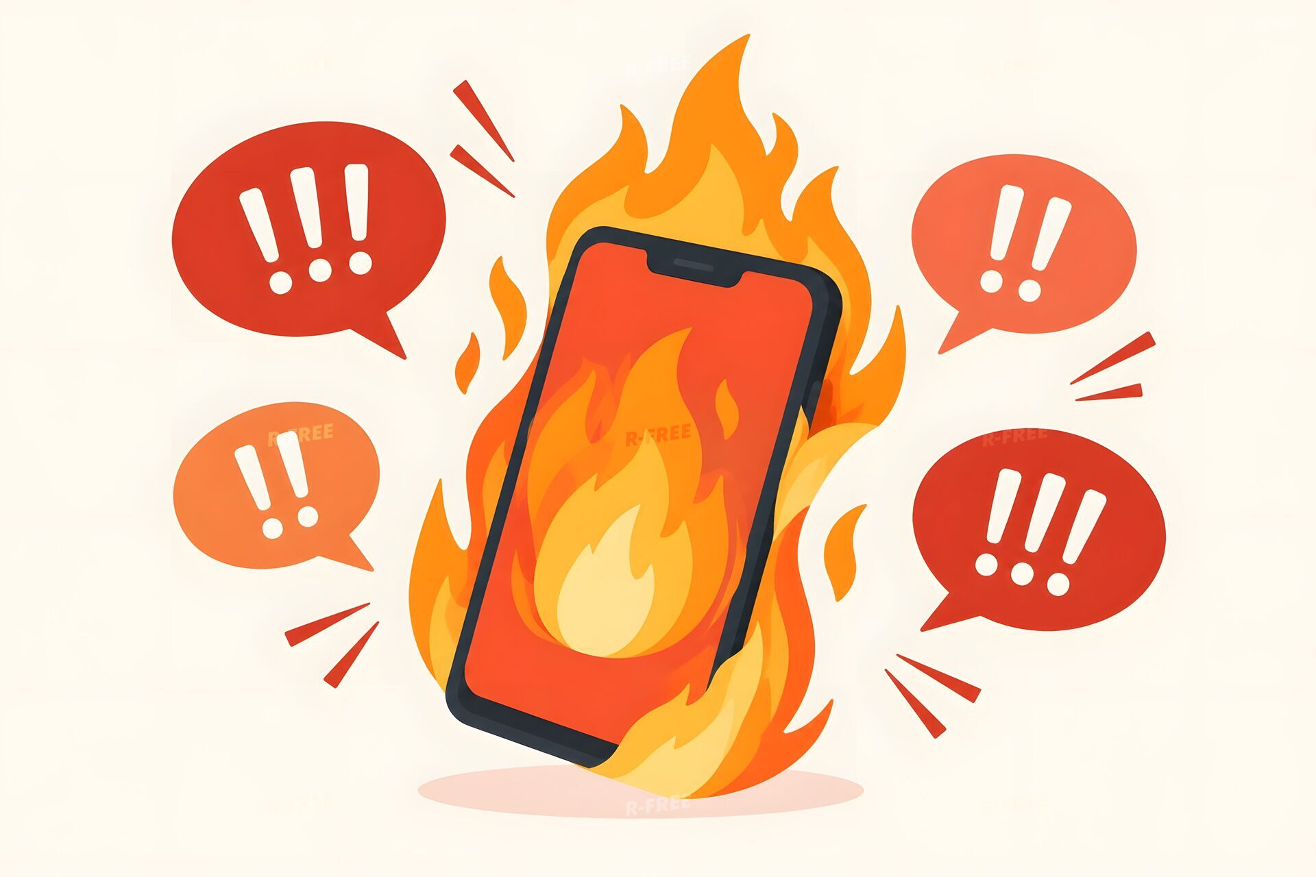 炎上するスマホのイラスト