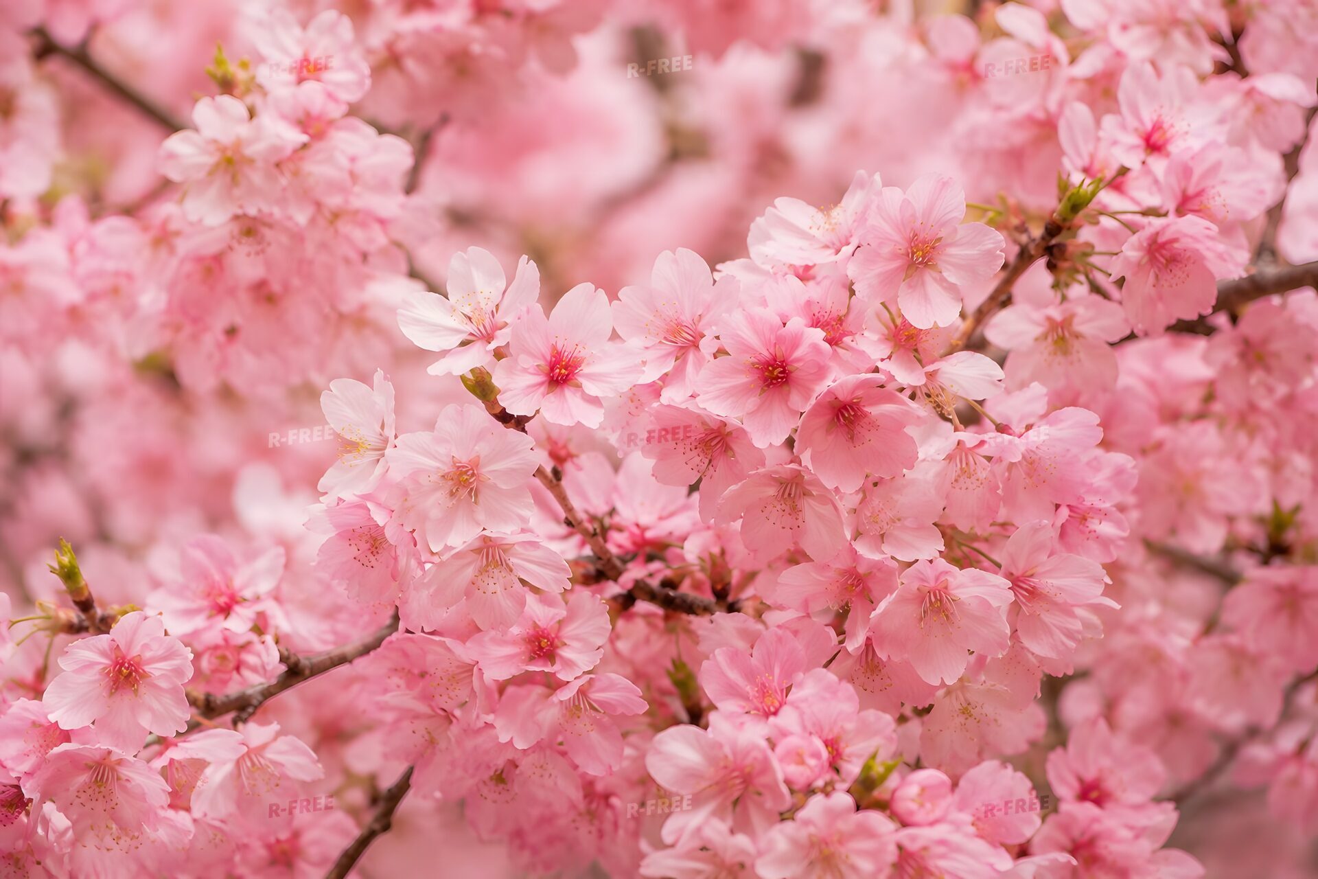 一面に咲く桜の花のアップ