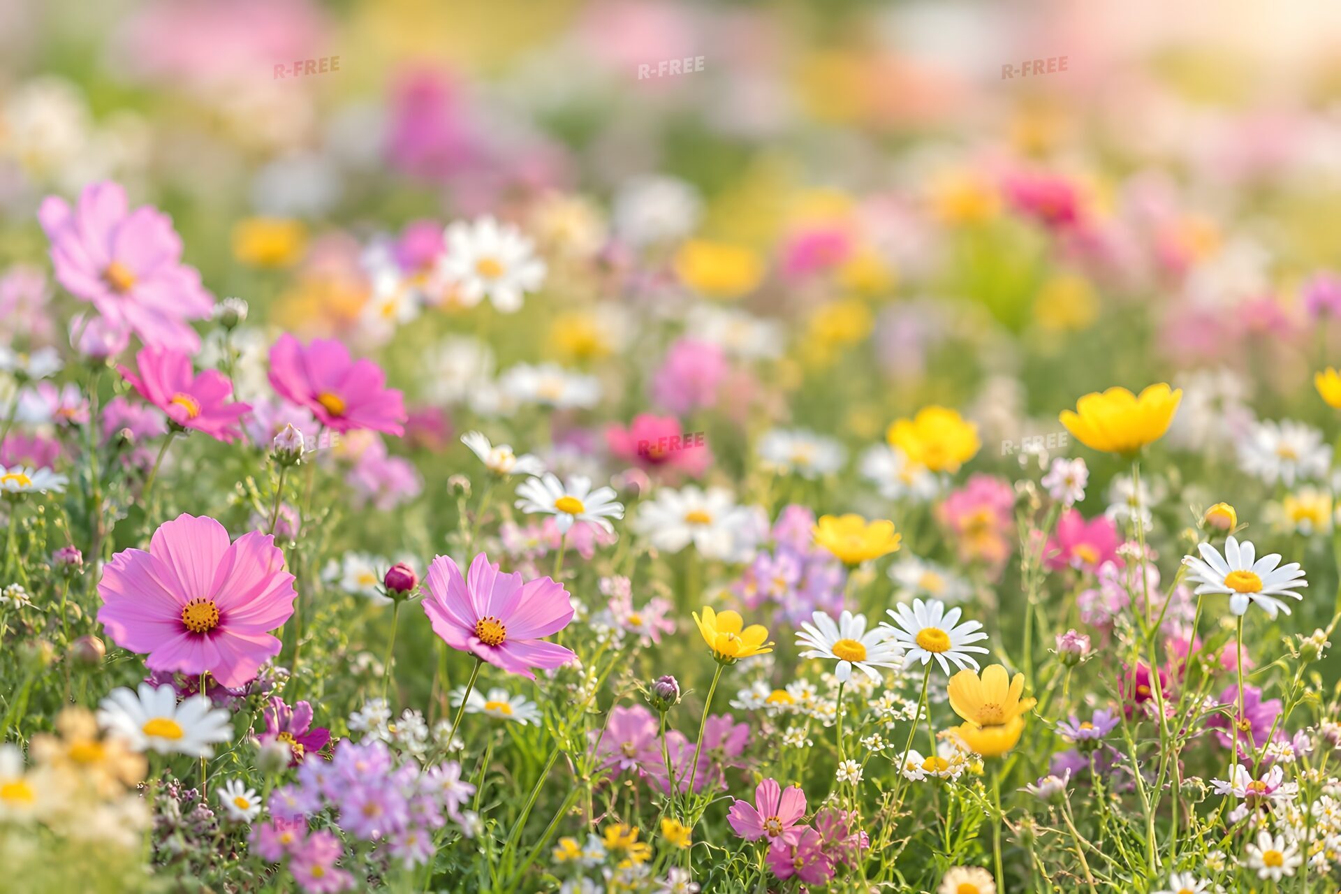 ぼかした春の花畑