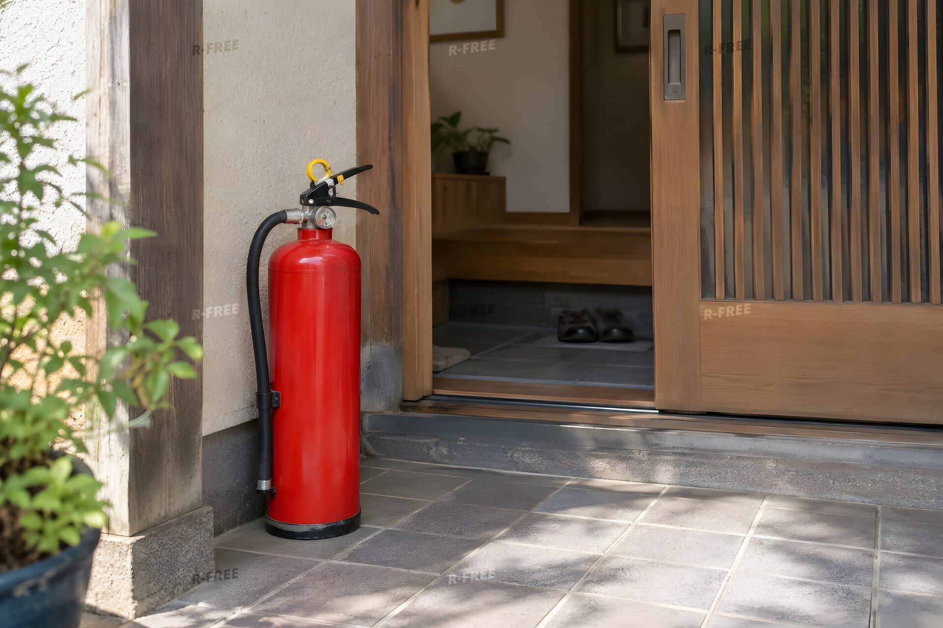玄関に備えた消火器