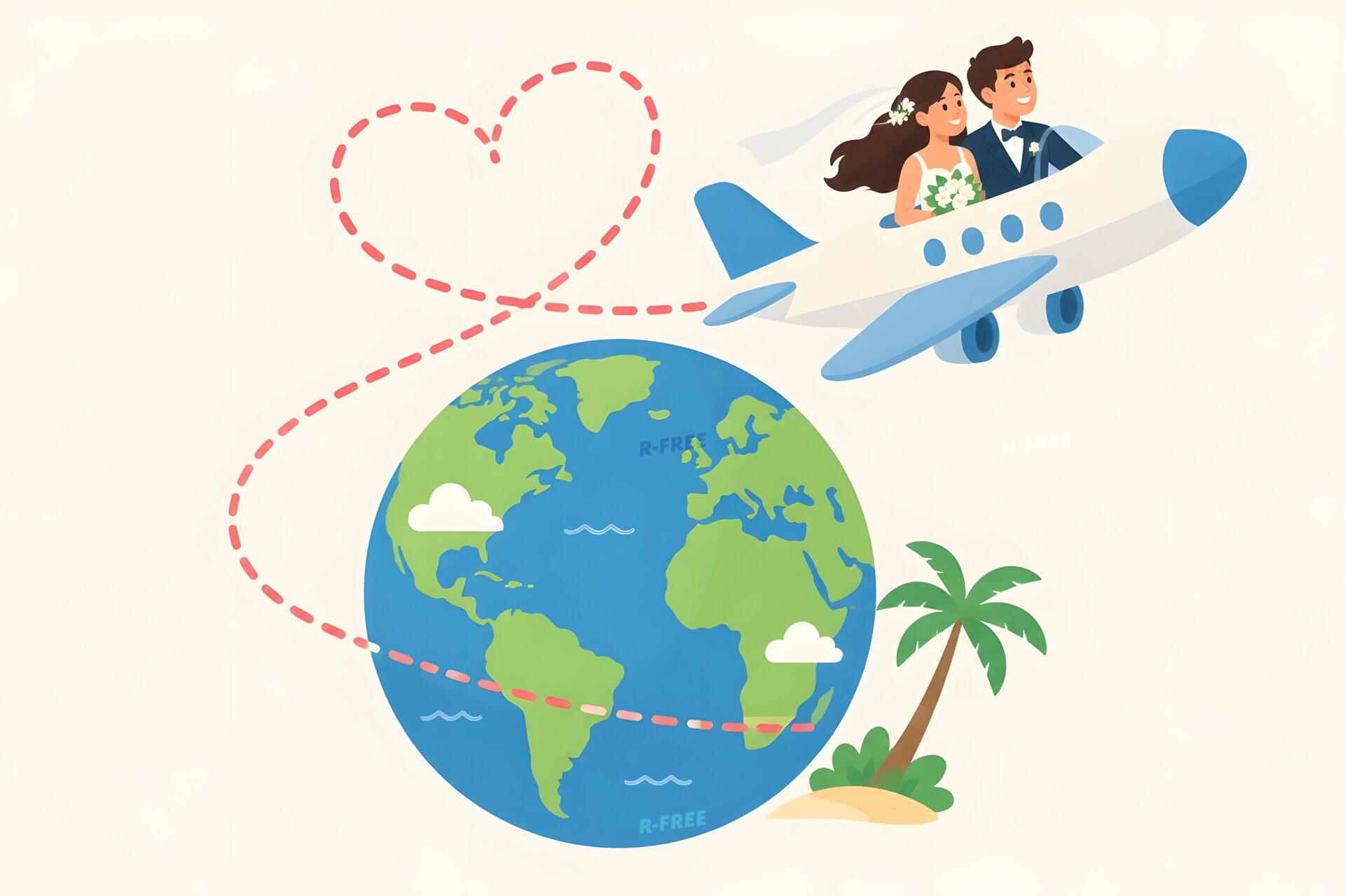 新婚旅行のイラスト