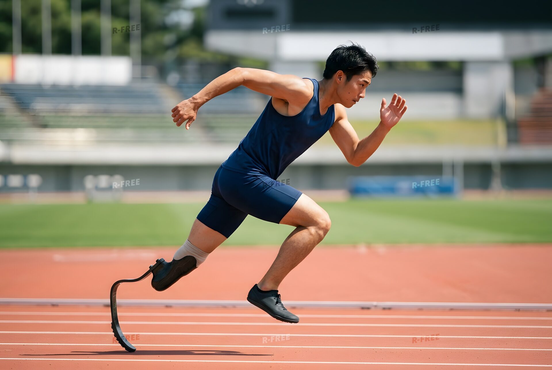 義足で走る男性ランナー