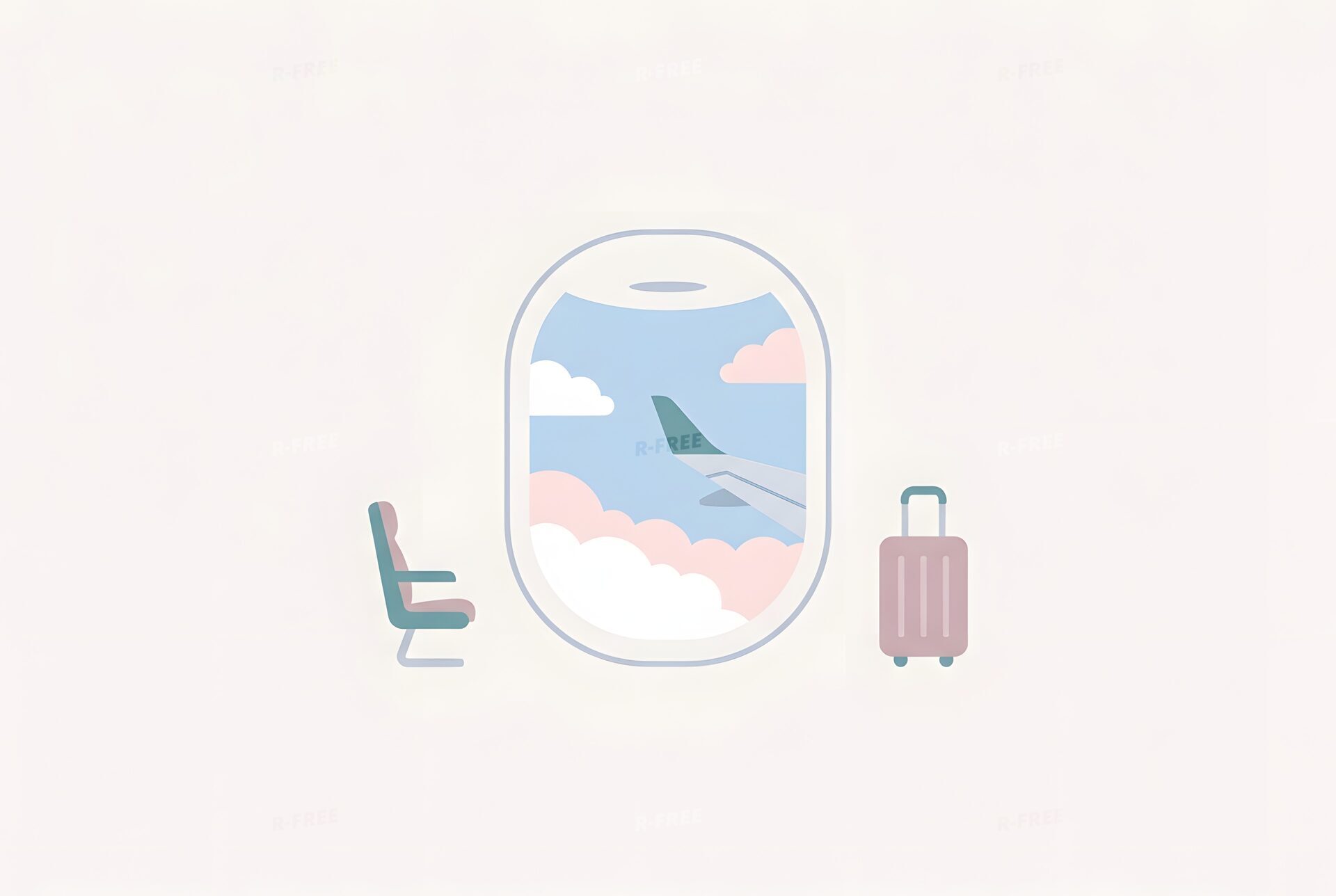 機内の窓と座席のイラスト