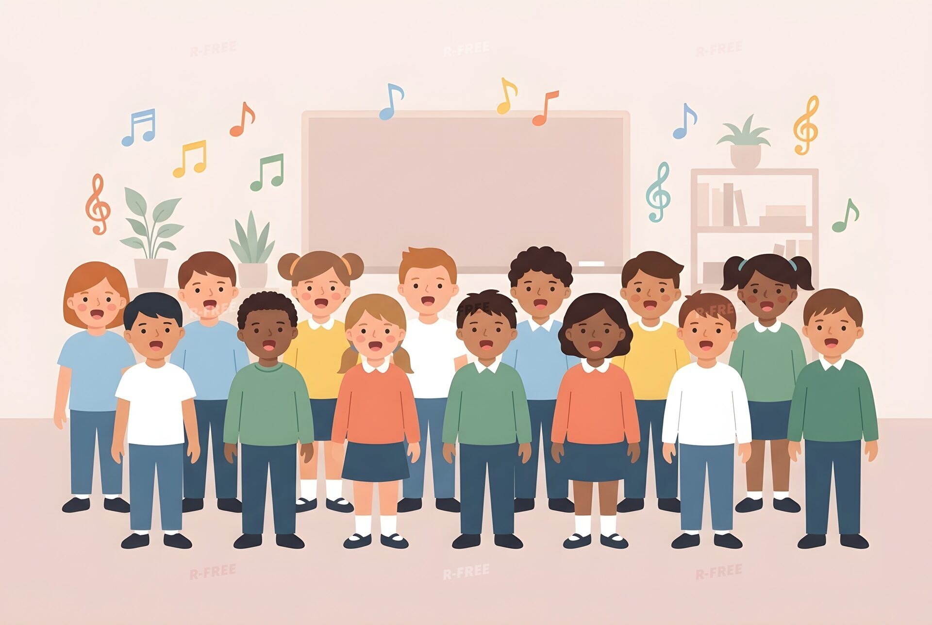 合唱する子どもたちのイラスト