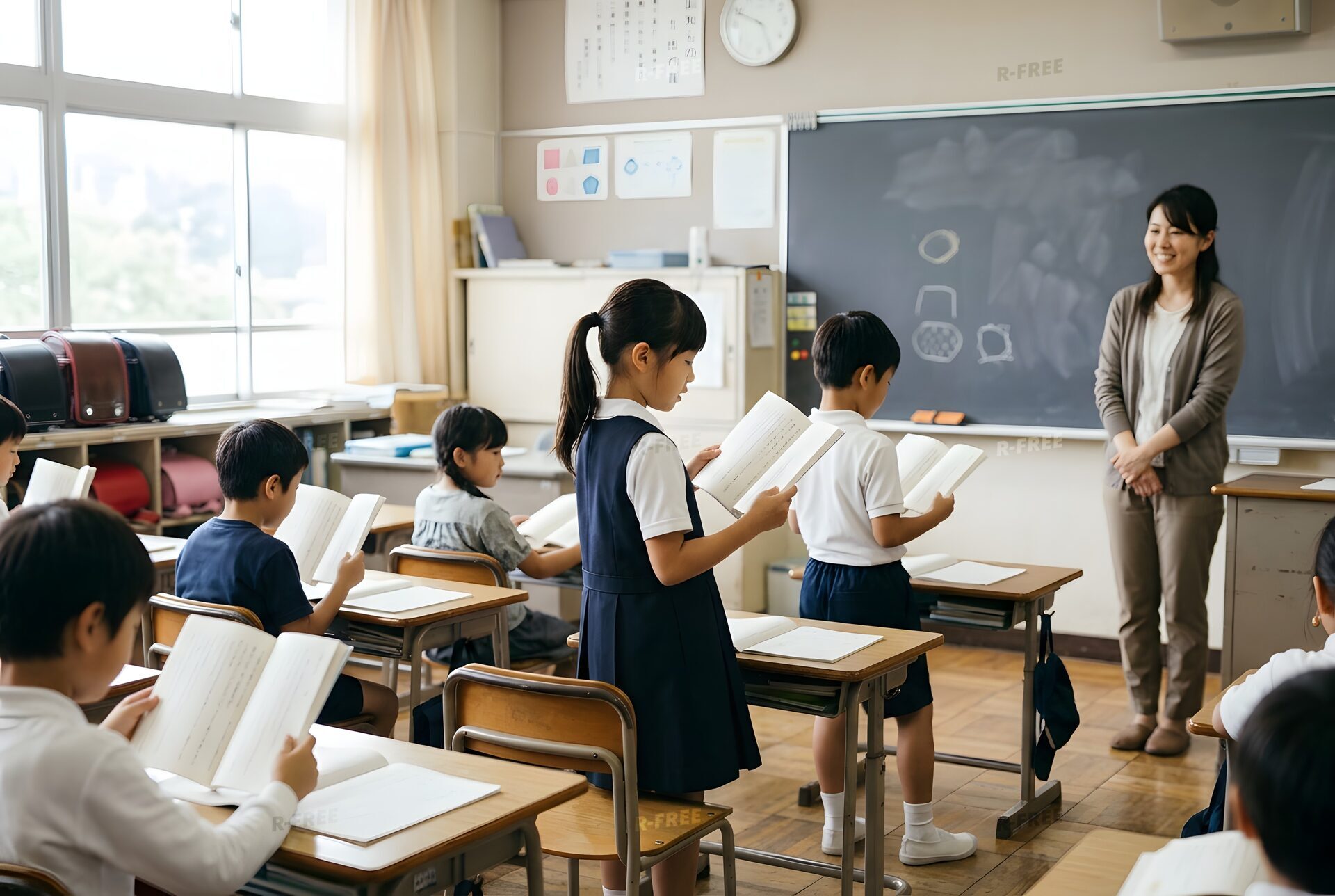 教科書を音読する国語の授業