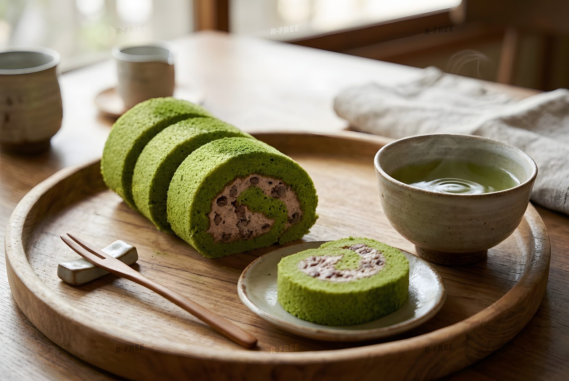 抹茶と小豆のロールケーキ