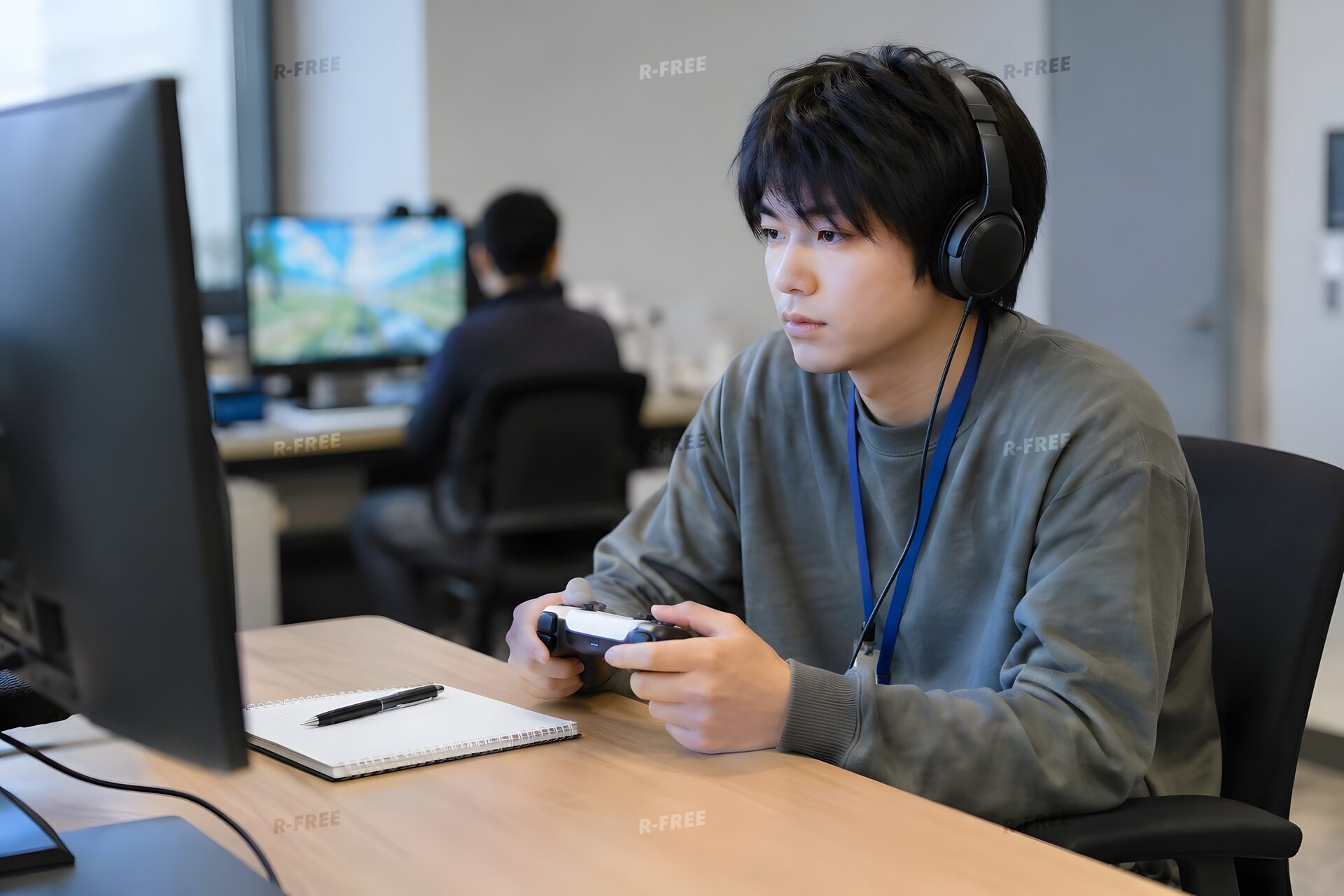 ゲームのテストプレイをする開発者
