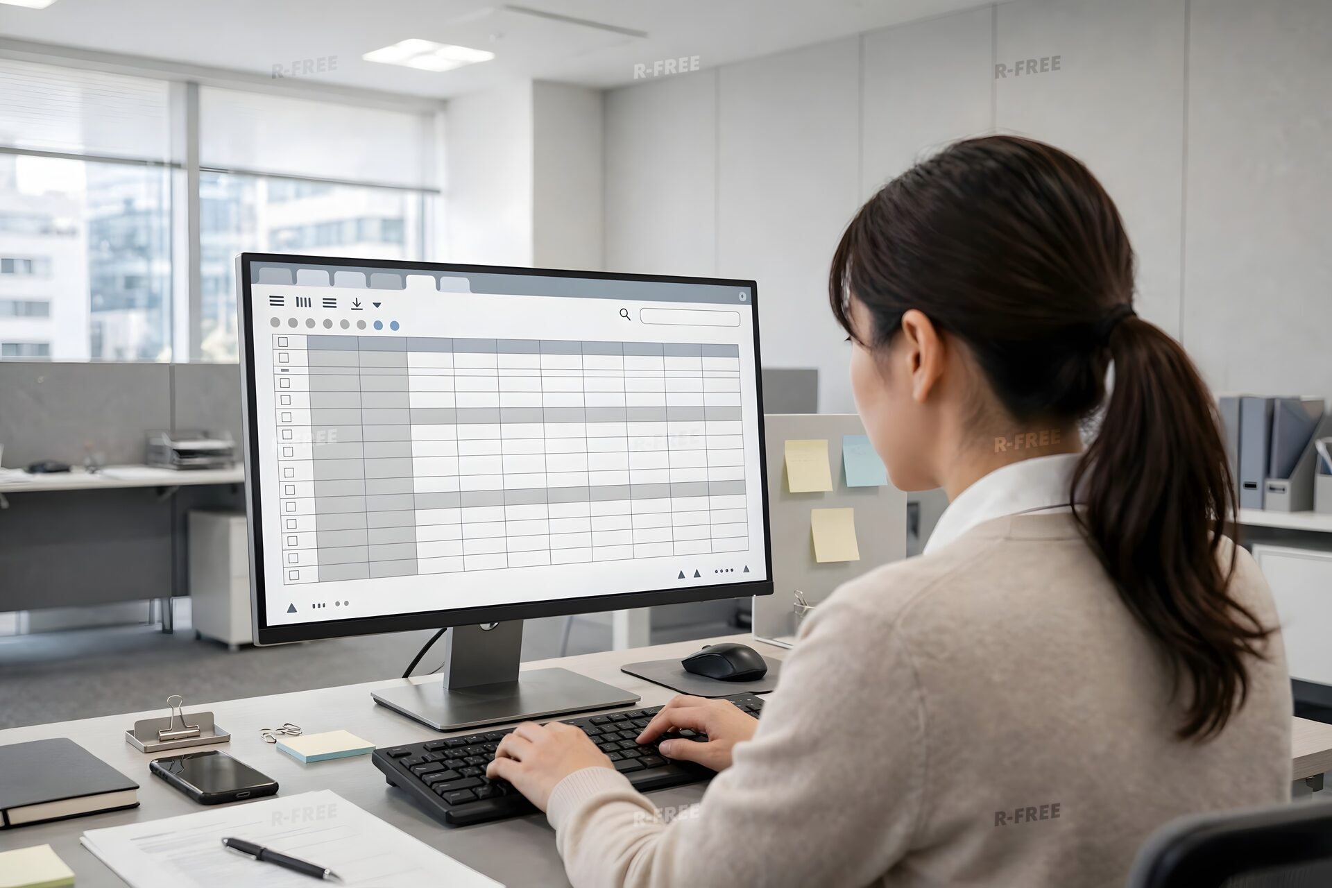 表計算ソフトを操作する女性