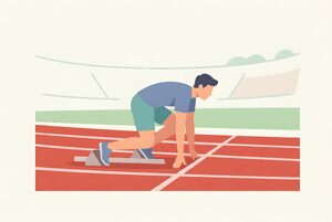 陸上トラックのスタートラインのイラスト