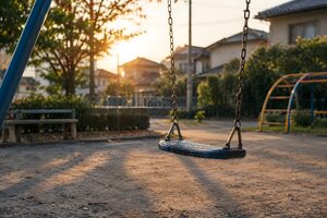 誰もいない住宅街の公園
