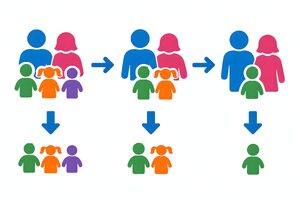 子どもの数が減っていく様子の図解