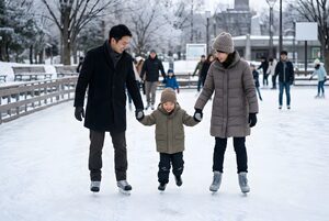親子でスケートを楽しむ家族