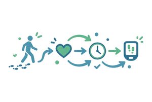 歩数や健康を表すウォーキングの図解