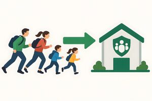 避難所への誘導を表すイラスト