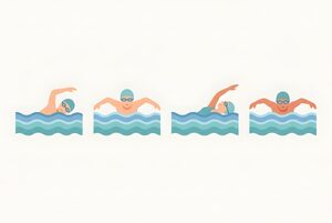 4つの泳ぎ方を並べたイラスト