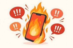 炎上するスマホのイラスト