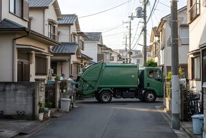 住宅街を走るゴミ収集車