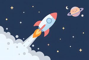 ロケットの打ち上げのイラスト
